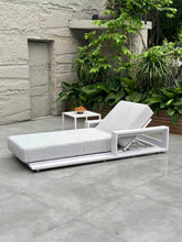 Load image into Gallery viewer, Noosa outdoor sun lounger with white quick-dry cushion and charcoal frame beside a pool